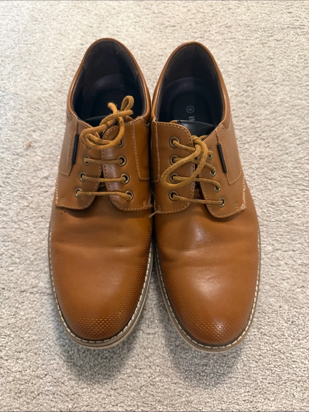 Bruno Magli Tan Leather Derby Shoes